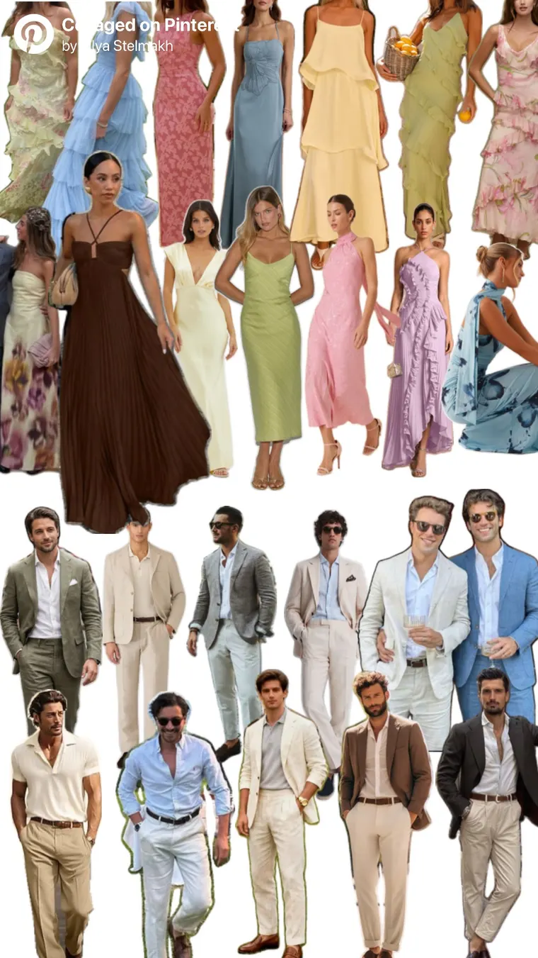 Wedding-day outfit inspiration moodboard 2 for a semi-formal garden party